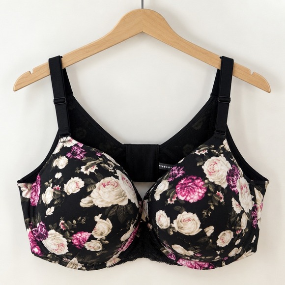 torrid Other - Torrid Dark Floral Push-Up T-Shirt Bra Women 46DDD Cottagecore‎ Goth Coquette